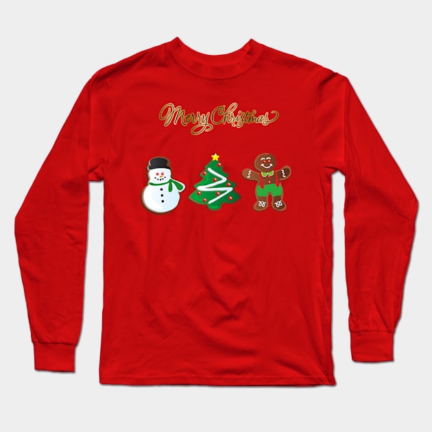 Merry Christmas Cookies Long Sleeve T-Shirt by longford